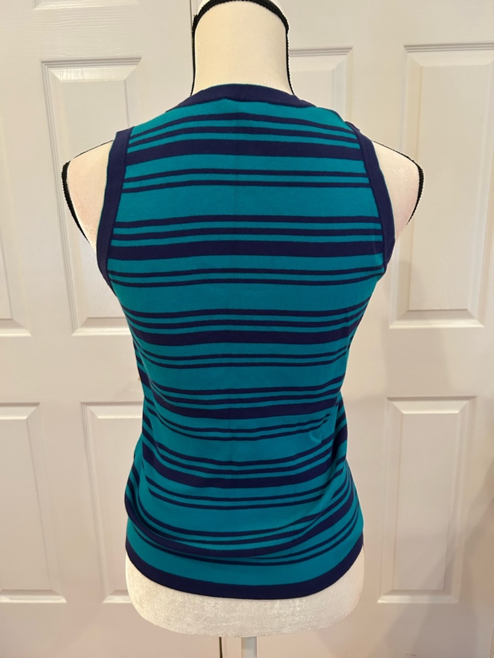 Ann Taylor Striped Sleeveless Tank in Teal and Navy - Picture 2 of 4